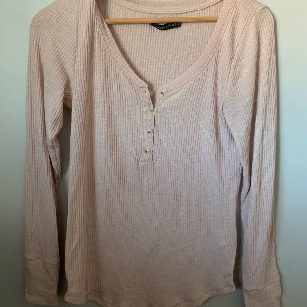Abercrombie peachy pink long sleeve shirt